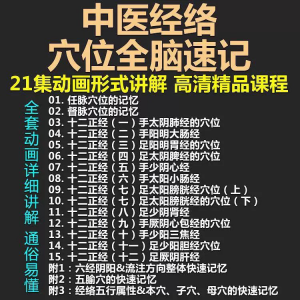 中医经络穴位全脑速记视频教学快速记忆动画形象加深记忆课程教程-虚拟仓发货