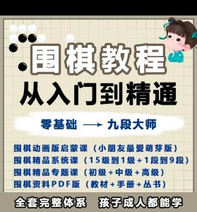 围棋教程零基础儿童视频课少儿动画启蒙围棋入门系统电子资料课程-虚拟仓发货