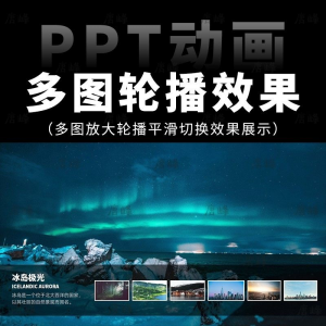 高级感7张多图放大轮播平滑切换效果排版展示动画动态ppt模板素材-虚拟仓发货