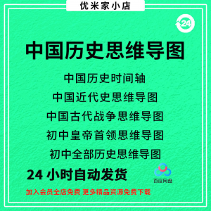 中国思维导图初中朝代近代史时间轴皇帝战争电子版资料图-虚拟仓发货