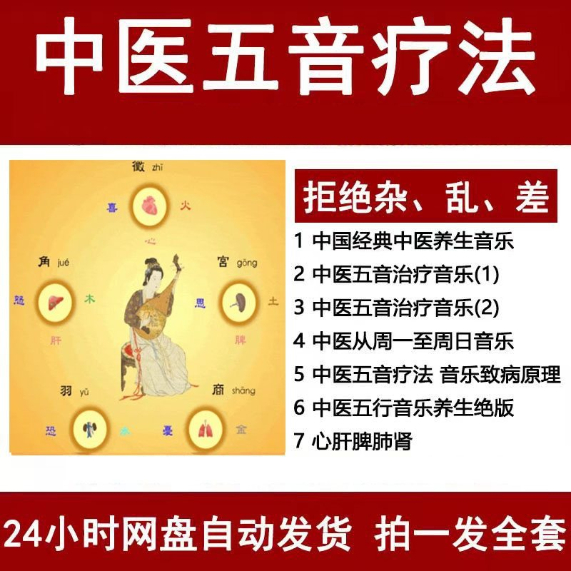 中医音乐疗法五行五音频视频养生馆全套宫商角徵疗愈解压音药mp3-虚拟仓发货