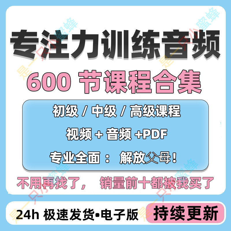 儿童专注力教程听觉注意力训练分阶全套音频视频课程早教电子版-虚拟仓发货
