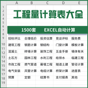 工程量计算表格软件大全钢结构土建安装路桥市政装修建筑预算造价-虚拟仓发货