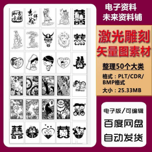 激光雕刻打刻机素材大全刻字图案模板集合plt格式CDR矢量设计文件-虚拟仓发货