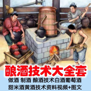 土法做酒 制酒 酿酒造酒技术白酒葡萄酒甜米酒黄酒资料视频+图文-虚拟仓发货