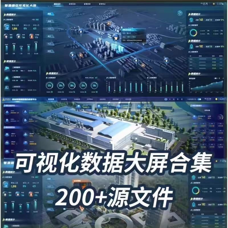 可视化数据大屏设计模板蓝色科技数字孪生设计素材UI界面PSD文件-虚拟仓发货