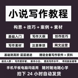 零基础小说写作教程网文新手创作技巧自学入门视频课素材大纲软件-虚拟仓发货
