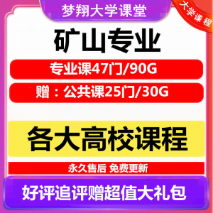 大学矿山专业视频教程矿山机械边坡工程 采矿72门自学课程赠PPT-虚拟仓发货