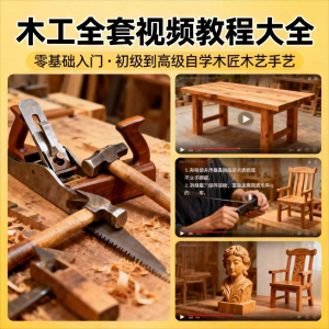 木工木匠木艺手艺零基础入门学习初级到高级全套视频教程-虚拟仓发货
