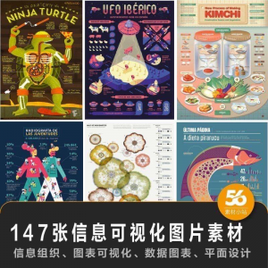 147张信息可视化数据图表平面创意设计样式信息组织效果图片素材-虚拟仓发货