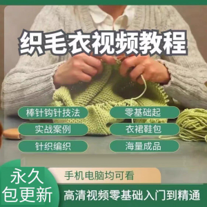 织毛衣教程视频零基础教学传统手工棒针钩针毛线编织婴儿针织围巾-虚拟仓发货