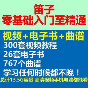 竹笛初学者曲谱入门课程笛零基础视频教学自零基础演奏电子版吹笛-虚拟仓发货