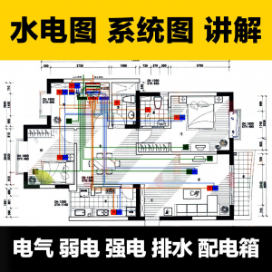 水电图纸识图教学讲解放管电气图弱电强电排水配电箱-虚拟仓发货