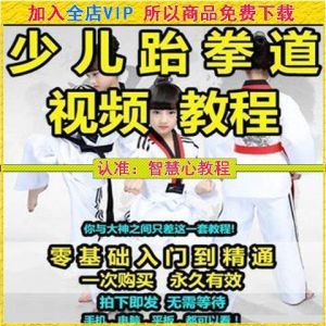 跆拳道自学教学视频跆拳道训练视频跆拳道运动教程少儿培训素材-虚拟仓发货
