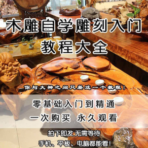 木雕自学雕刻入门教程木匠制作diy手工技术玉石学习视频教学课程-虚拟仓发货