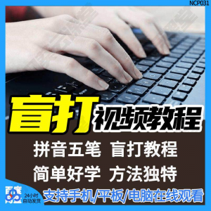 盲打不看键盘打字视频教学网课指法纠正零基础普通键盘私教版资料-虚拟仓发货