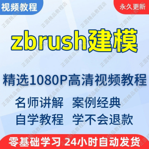 zbrush建模视频教程新手学习小白自学零基础入门精通教学课程全集-虚拟仓发货