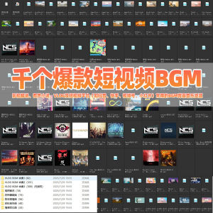 千个爆款短视频BGM背景音乐小红书抖音快手热门VLOG音乐影视解说-虚拟仓发货