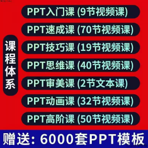 PPT视频教程幻灯制作动画演示文稿Office办公软件入门到高阶课程-虚拟仓发货
