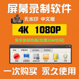 电脑高清1080P录屏录制软件屏幕视频声音录像工具4K无水印mp4格式-虚拟仓发货