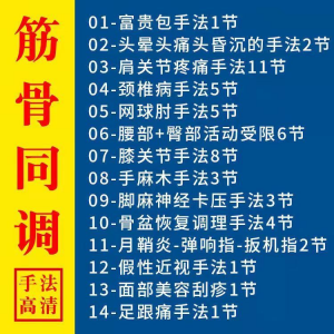 筋骨同调祛痛术活动受限手法富贵颈椎颈肩肘腰膝关节疼痛手法素材-虚拟仓发货
